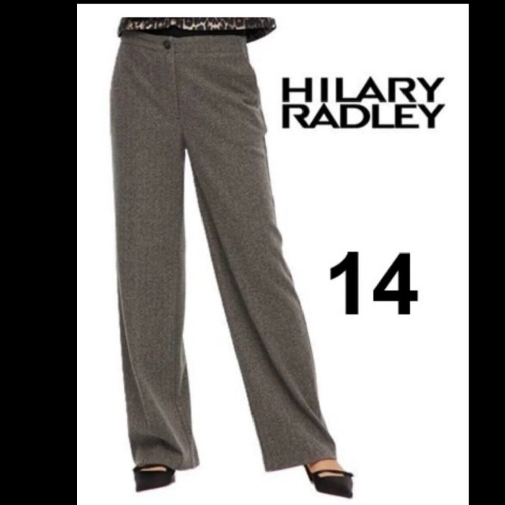 Women's Hillary Radley Charcoal Wide-Leg Trousers. Size 14.   1155